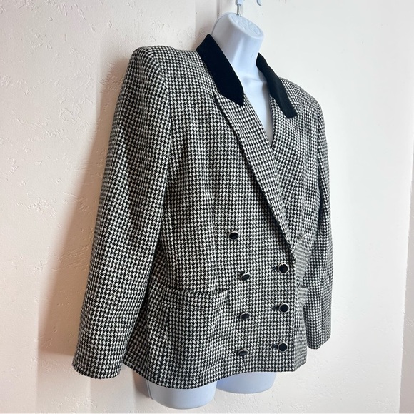 Lord & Taylor Vintage Classic Houndstooth Double Breasted Blazer 12 P Preppy - Picture 2 of 13